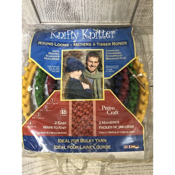 Lot Knifty Knitter Knitting Set of 4 Ring Looms, Hooks And Needle New Colorful - Picture 1 of 6